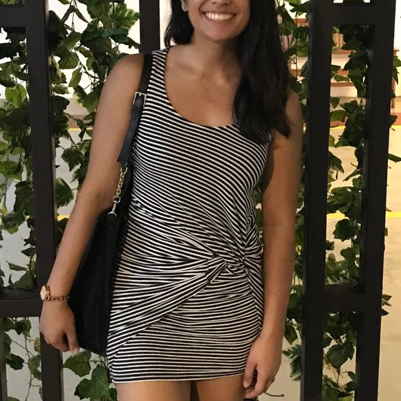 Nordstrom Dresses & Skirts - striped high low bodycon dress knot detail 3/$45
